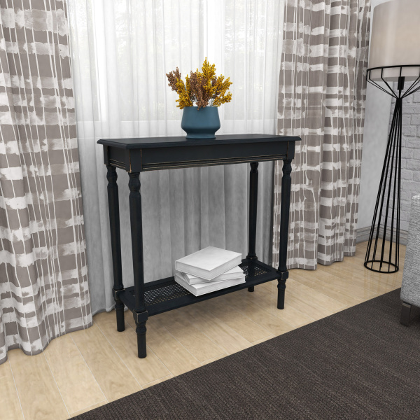 606808 Black Traditional Wood Console Table 32 X 31 01