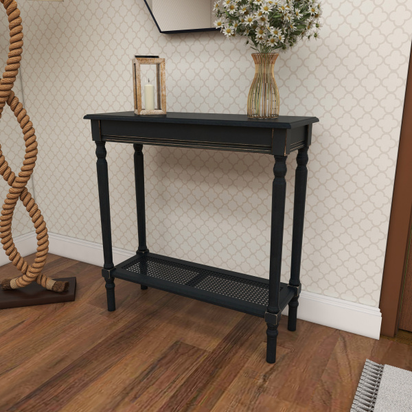 606808 Black Traditional Wood Console Table 32 X 31 03