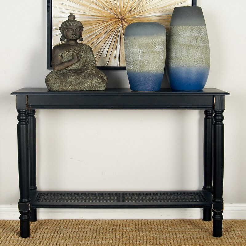 606808Black Traditional Wood Console Table 6