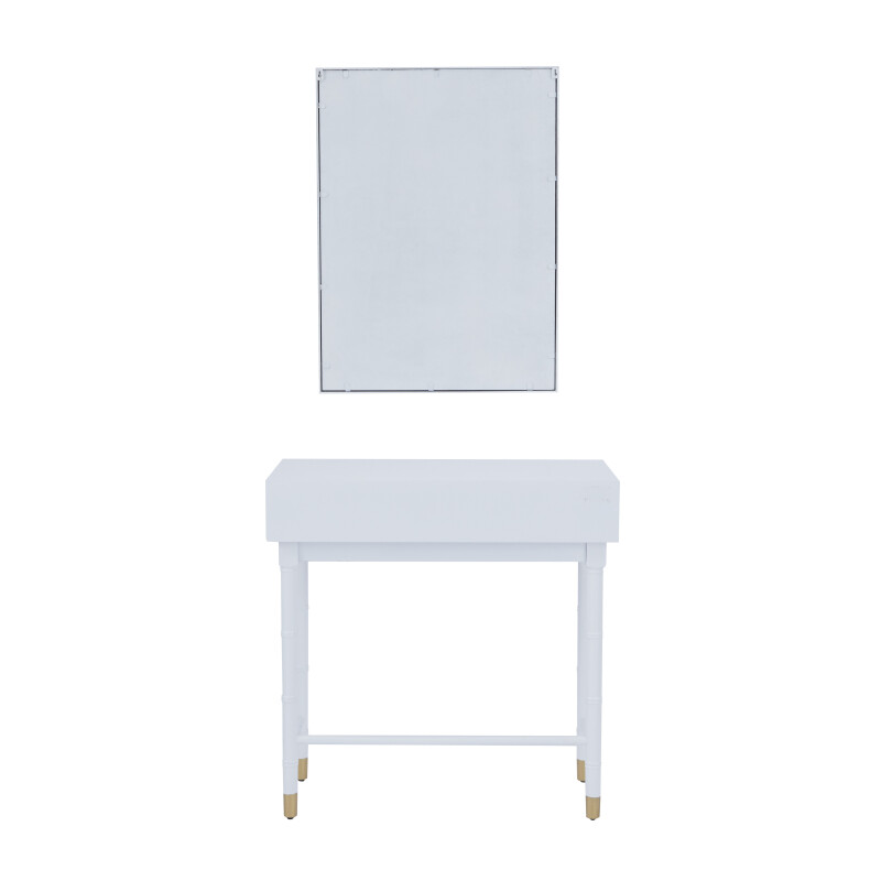 607003 White White Wood Traditional Vanity With Stool Set Of 2 31 31 H 17