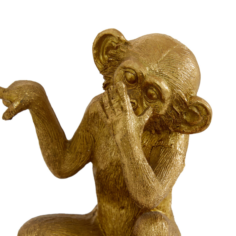 607037 Set Of 3 Gold Polystone Contemporary Monkey Sculpture 4