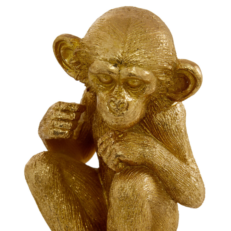 607037 Set Of 3 Gold Polystone Contemporary Monkey Sculpture 5