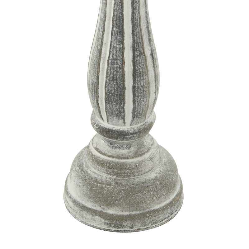 607057 White Grey Set Of 3 White Wood Traditional Candle Holder 5
