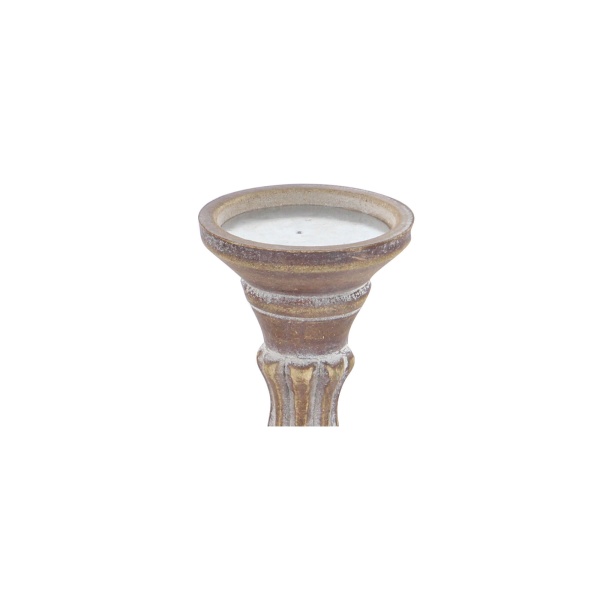 607058 Set Of 3 Brown Wood Traditional Candle Holder 3