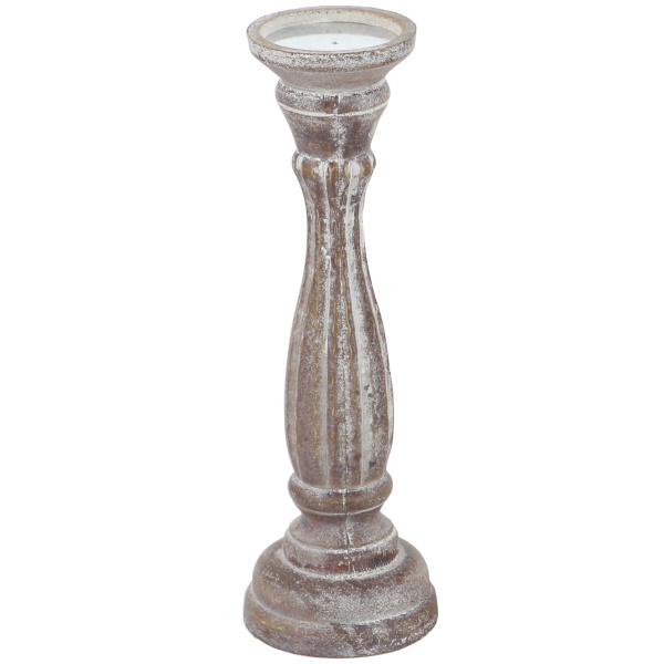 607058 Set Of 3 Brown Wood Traditional Candle Holder 4
