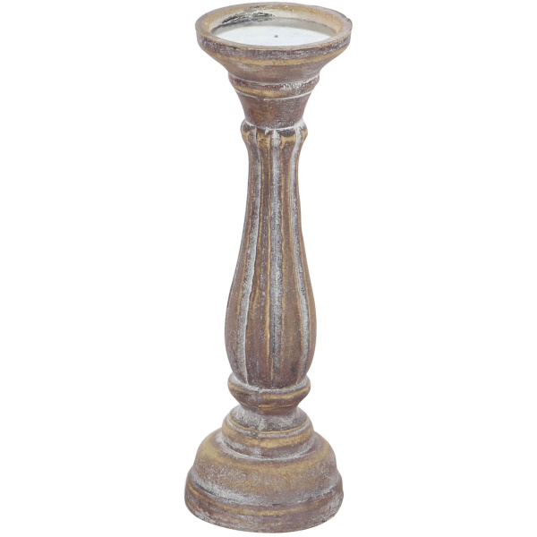 607058 Set Of 3 Brown Wood Traditional Candle Holder 5