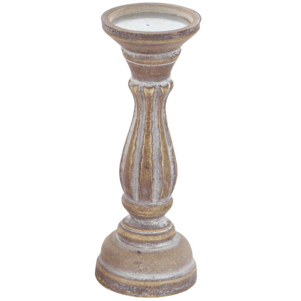 607058 Set Of 3 Brown Wood Traditional Candle Holder 6