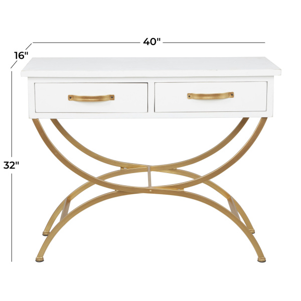607076 Gold White Pine Contemporary Console Table 1