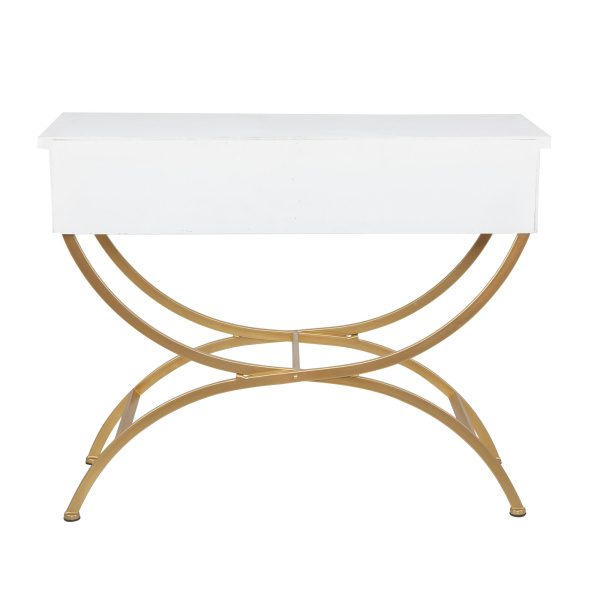 607076 Gold White Pine Contemporary Console Table 2