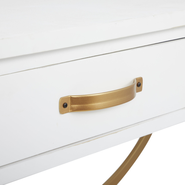 607076 Gold White Pine Contemporary Console Table 5