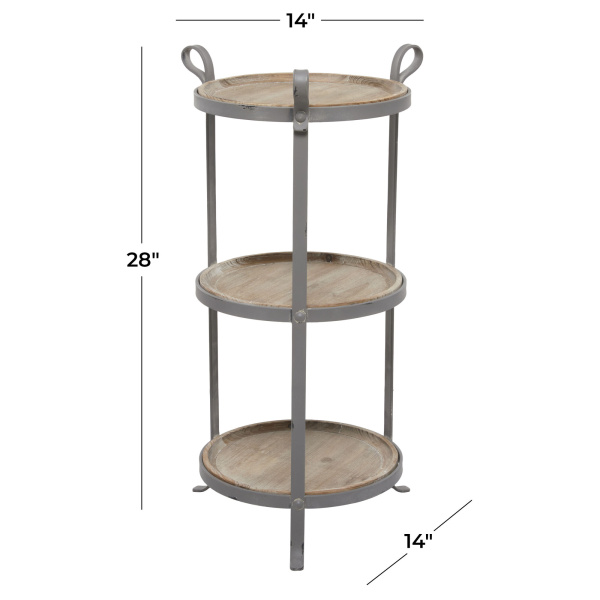 607083 Brown Grey Metal Industrial Accent Table 1