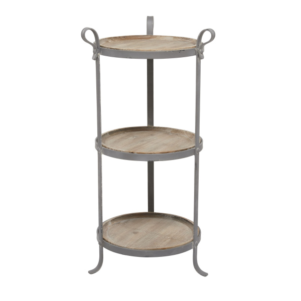 607083 Brown Grey Metal Industrial Accent Table 2