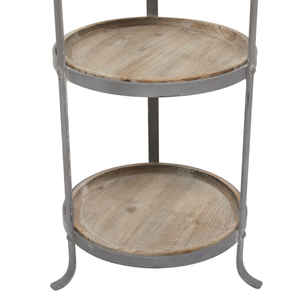 607083 Brown Grey Metal Industrial Accent Table 3