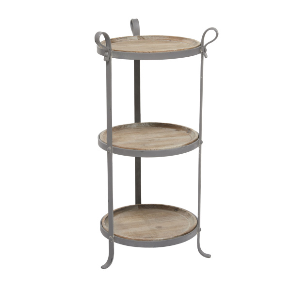 607083 Brown Grey Metal Industrial Accent Table 5