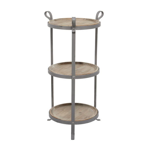 Grey Metal Industrial Accent Table, 28" x 14" x 14"