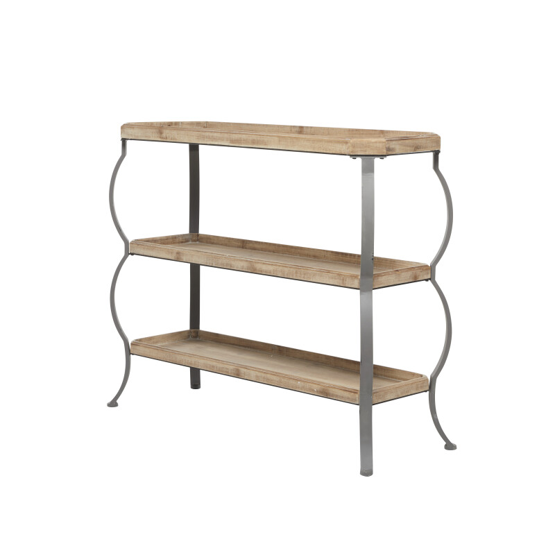 607086 White Brown Metal Rustic Console Table