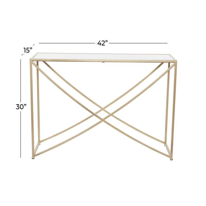 607091 White Gold Metal Contemporary Console Table 2