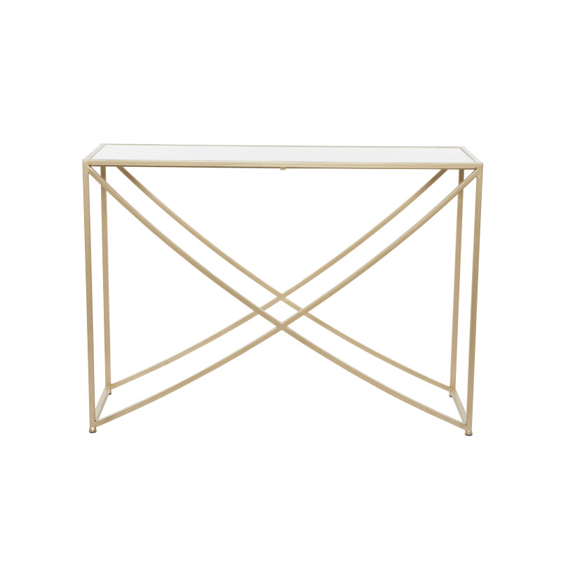 607091 White Gold Metal Contemporary Console Table 3