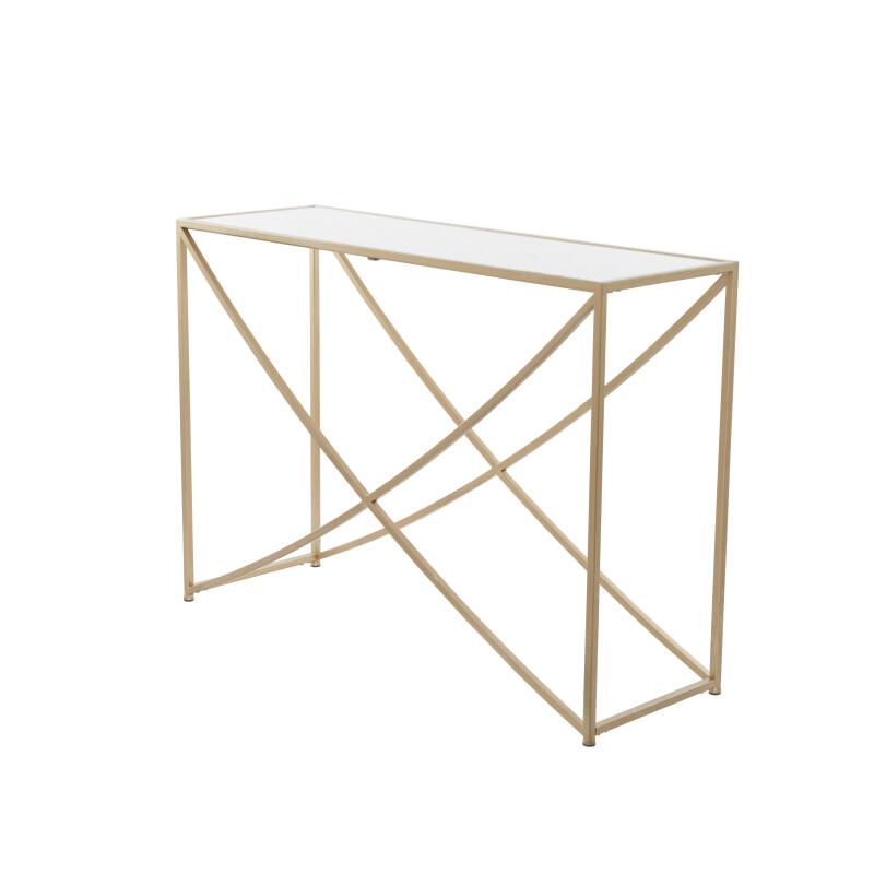607091 White Gold Metal Contemporary Console Table  8
