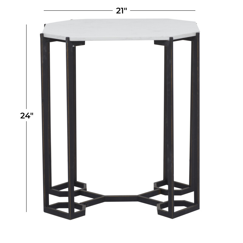 607092 Black White Metal Contemporary Accent Table 2