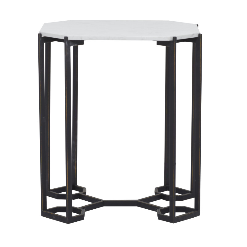 607092 Black White Metal Contemporary Accent Table 3