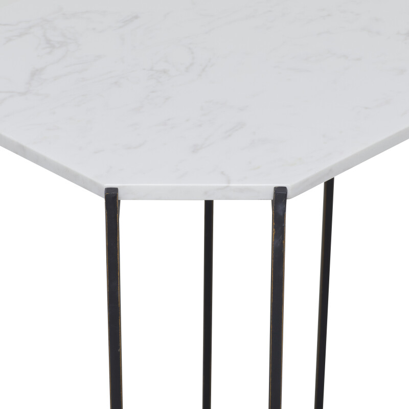 607092 Black White Metal Contemporary Accent Table 4