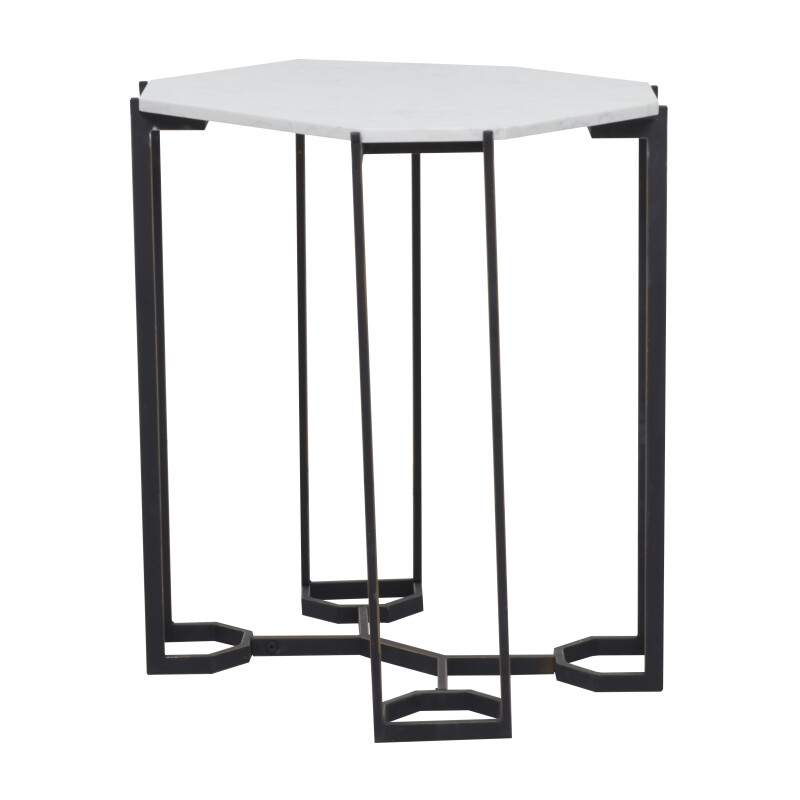 607092 Black White Metal Contemporary Accent Table 6