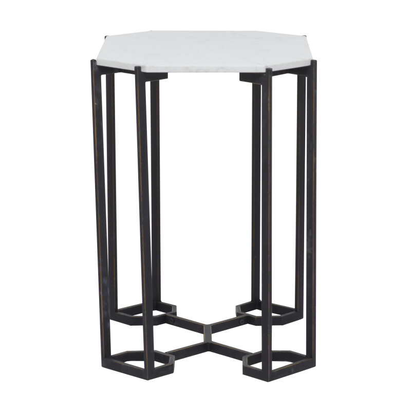 607092 Black White Metal Contemporary Accent Table 7