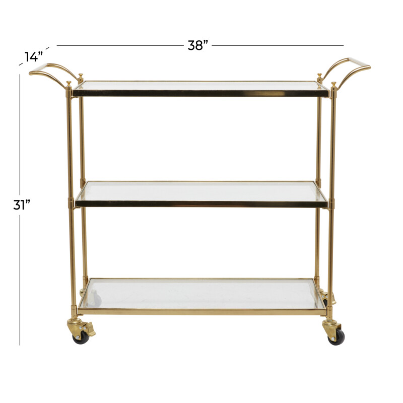 607122 Brass Gold Brass Metal Traditional Bar Cart 2