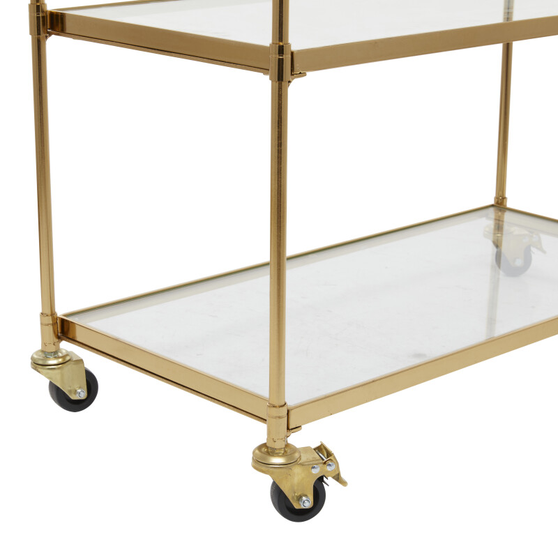 607122 Brass Gold Brass Metal Traditional Bar Cart 5