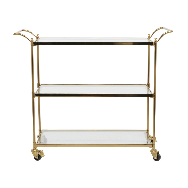607122 Brass Metal Traditional Bar Cart, 31" x 38" x 14"
