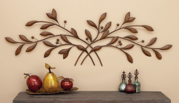 607140 Brown Metal Traditional Floral Wall Decor 8