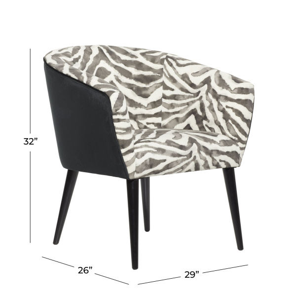 607184 White Black Wood Contemporary Accent Chair 1