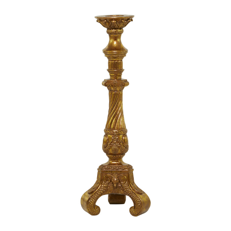 610178 Gold Gold Polystone Traditional Candle Holder 10 X 12 X 33 17