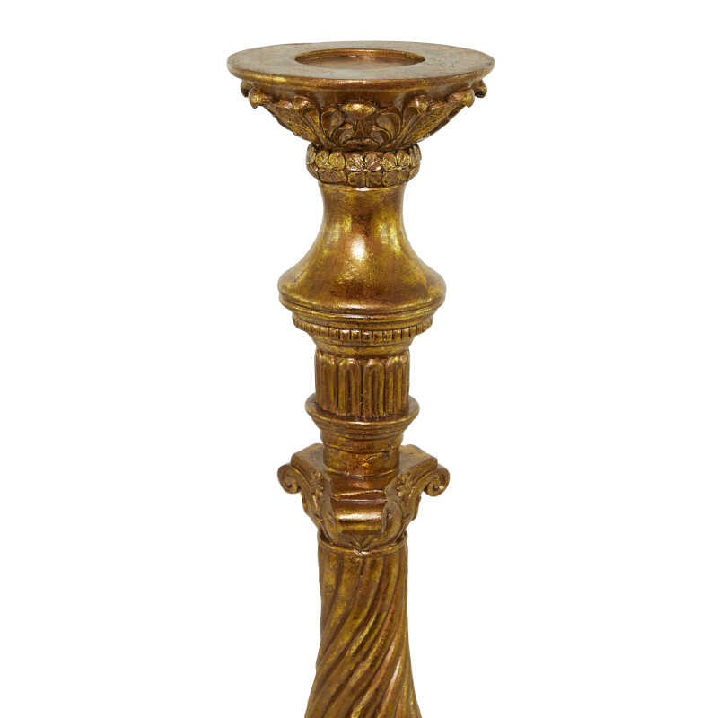 610178 Gold Gold Polystone Traditional Candle Holder 10 X 12 X 33 9