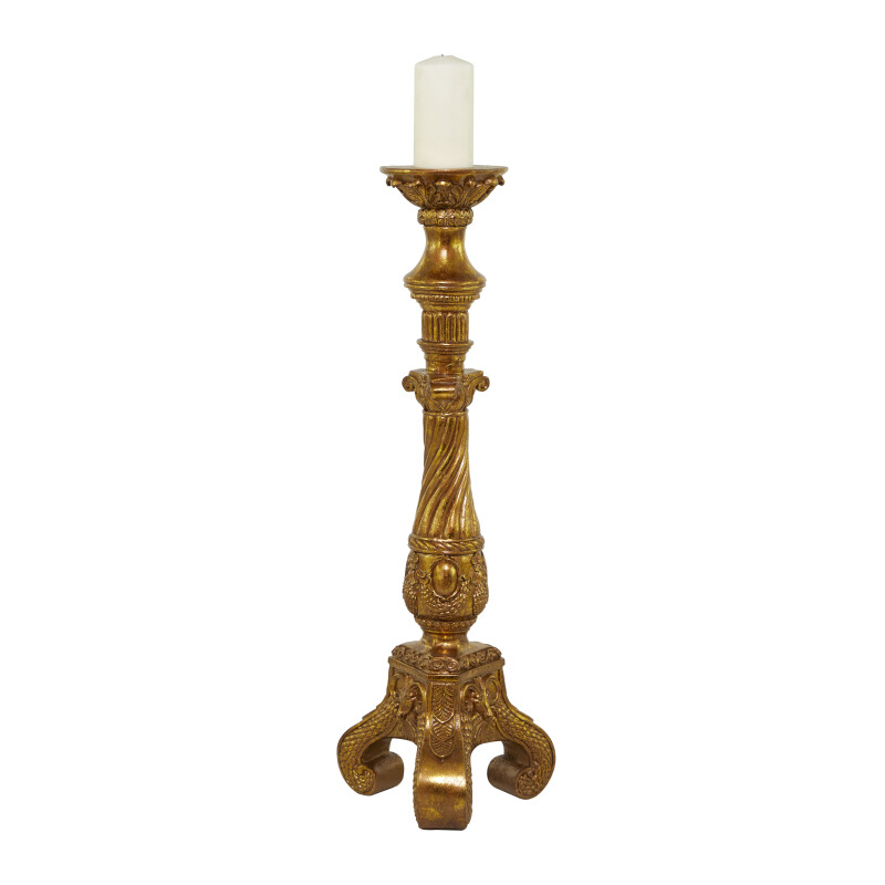 610178 Gold Polystone Traditional Candle Holder