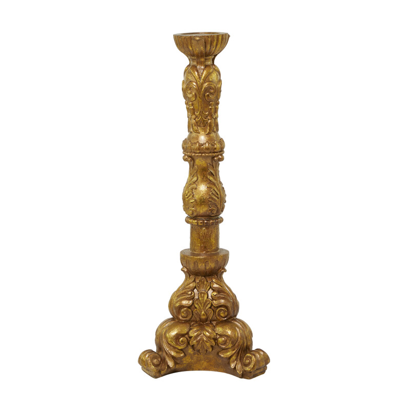 610179 Brass Brass Polystone Traditional Candle Holder 10 X 11 X 29 17
