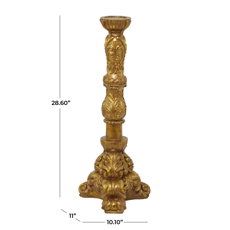 610179 Brass Brass Polystone Traditional Candle Holder 10 X 11 X 29 19