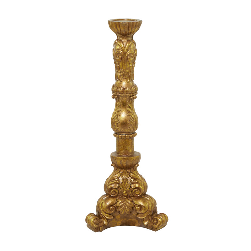 610179 Brass Brass Polystone Traditional Candle Holder 10 X 11 X 29 3