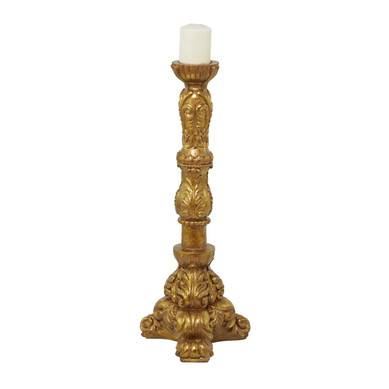 610179 Brass Polystone Traditional Candle Holder
