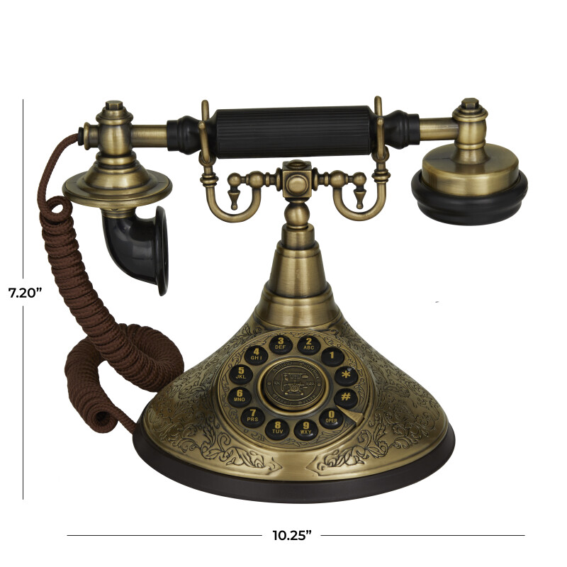 610210 Gold Gold Metal Vintage Telephone 10 X 6 X 7 19