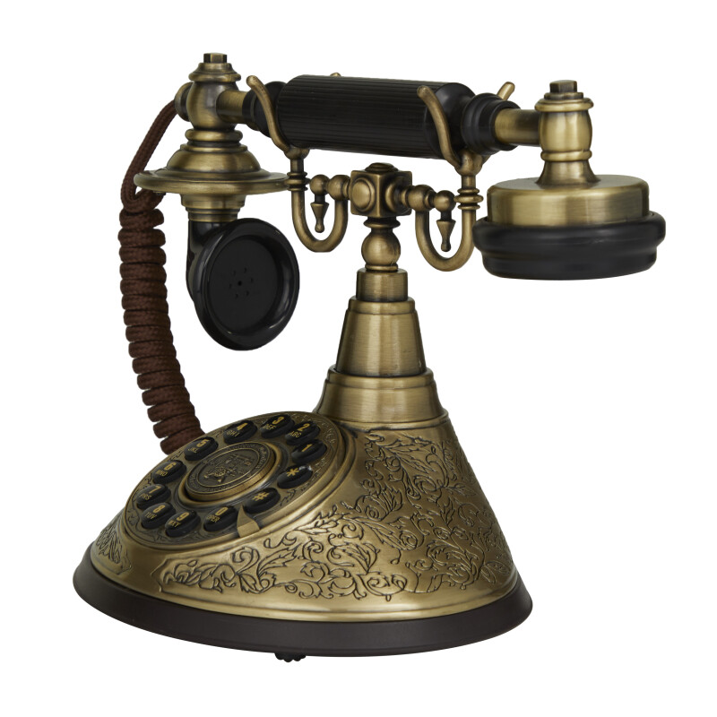 610210 Gold Gold Metal Vintage Telephone 10 X 6 X 7 3
