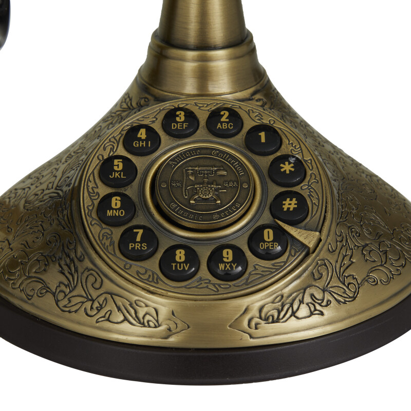 610210 Gold Gold Metal Vintage Telephone 10 X 6 X 7 9