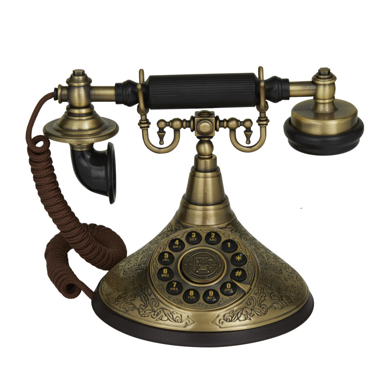 610210 Gold Metal Vintage Telephone