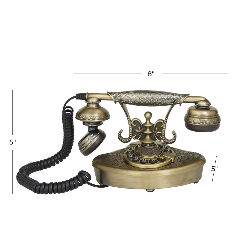 610211 Gold Gold Metal Vintage Vintage Telephone 8 X 5 X 5 19