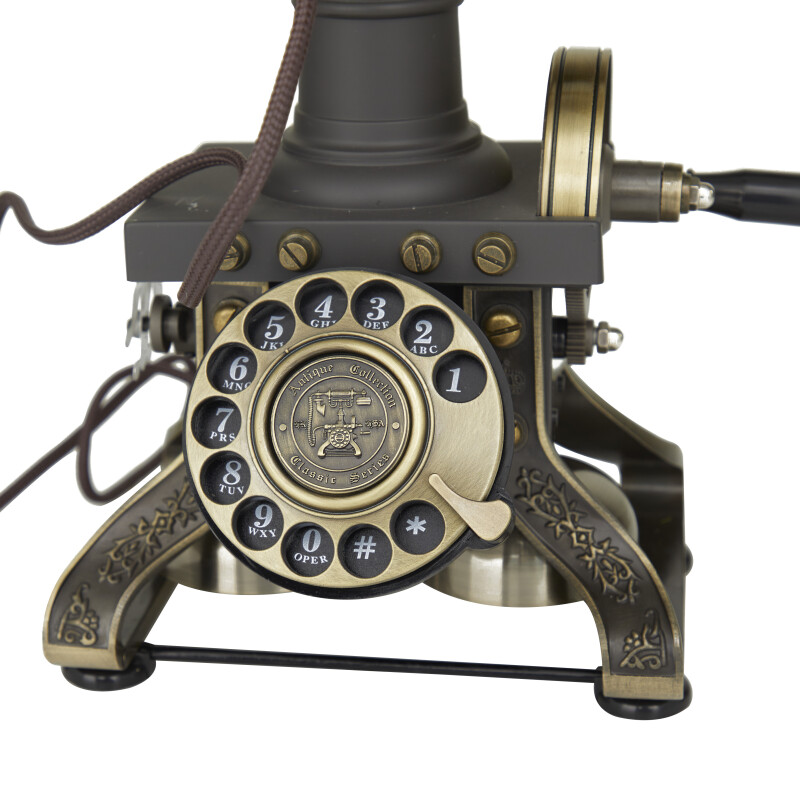 610212 Gold Gold Metal Vintage Vintage Telephone 8 X 8 X 15 9