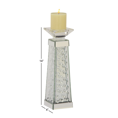 610275 Clear Clear Glass Glam Candle Holder 4 X 4 X 14 19