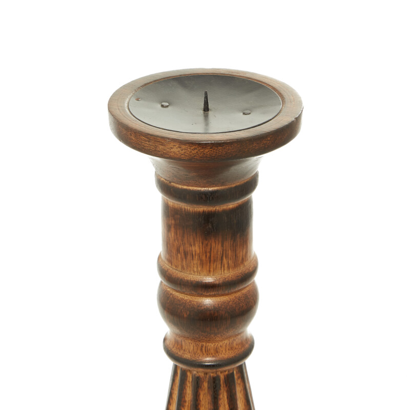 UMA 600054 Set of 3 Brown Wood Traditional Candle Holder 5