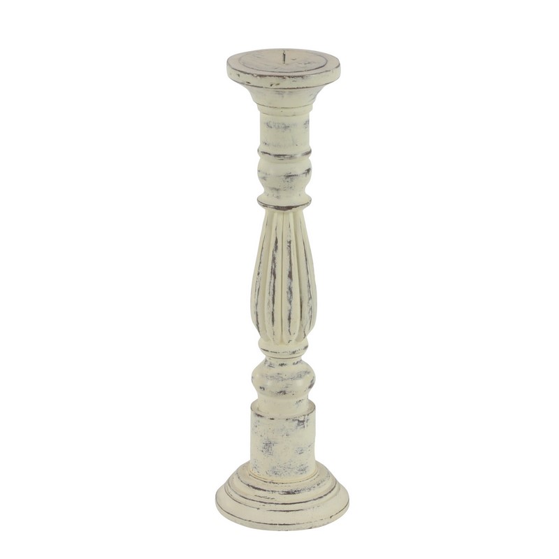 UMA 600060 Set of 3 White Wood Traditional Candle Holder 7