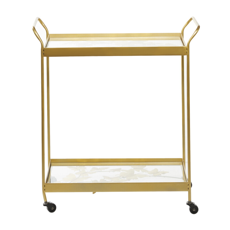UMA 600127 Gold Metal Contemporary Bar Cart 3